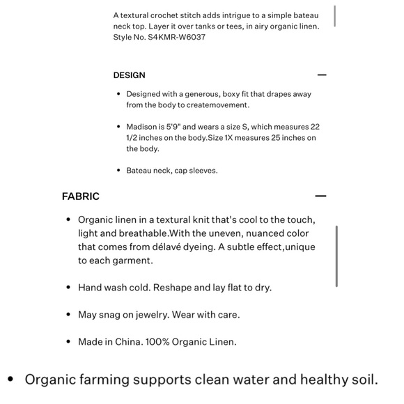 NEW Eileen Fisher Organic Linen Delave Bateau Neck Top 2X Boxy Fit Short Length - Picture 16 of 16